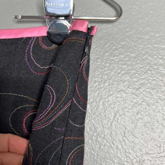 Tibi Retro Large Floral Stitch Embroidered A-Line Skirt Lined Wool Blend 2 - Picture 4 of 7